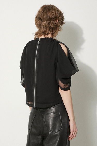 Crop Top UNDERCOVER Undercover Pullover Sheer Sleeve Top Čierna | UC1D1803.2, 2
