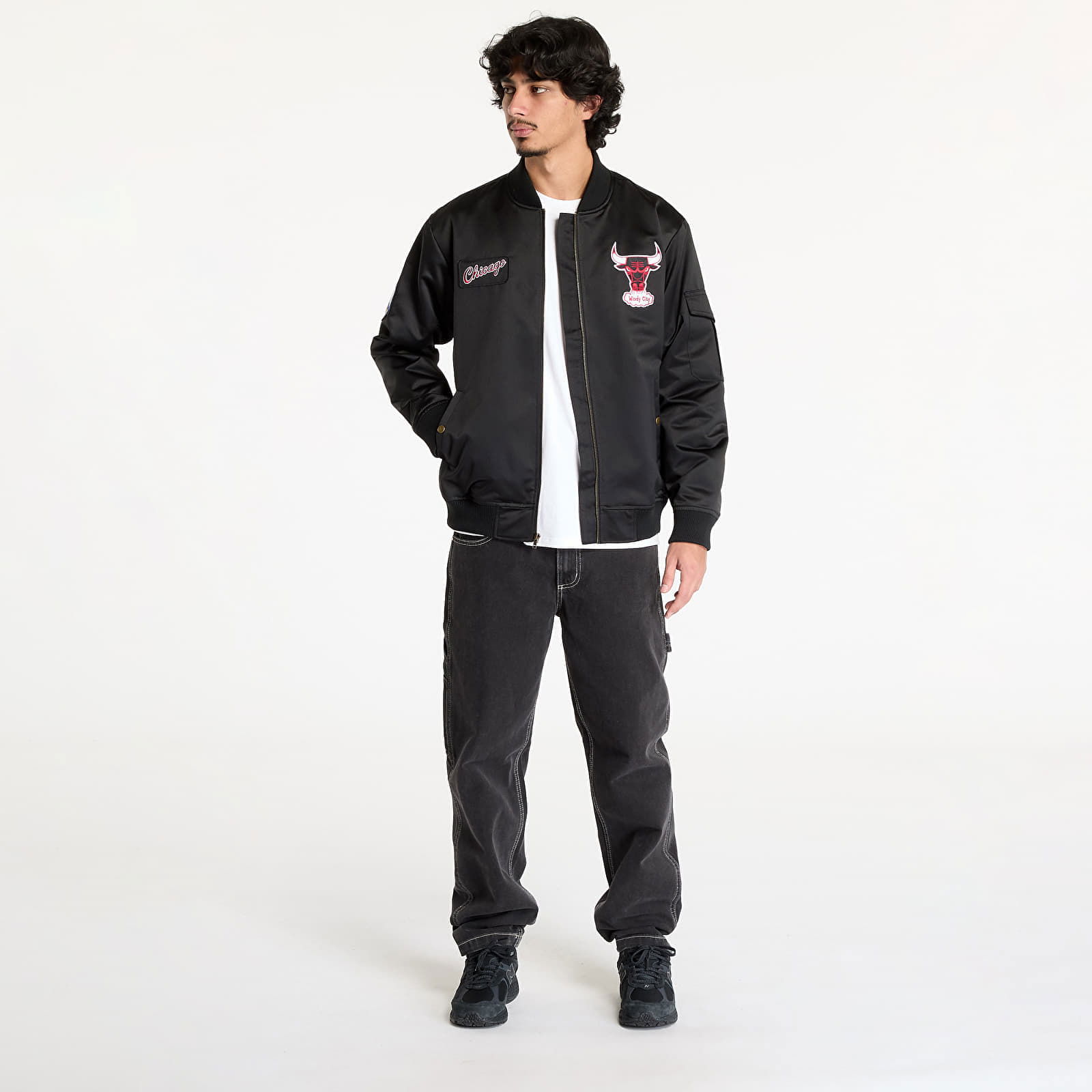 Team Leader Satin Vintage Bulls Bomber Jacket