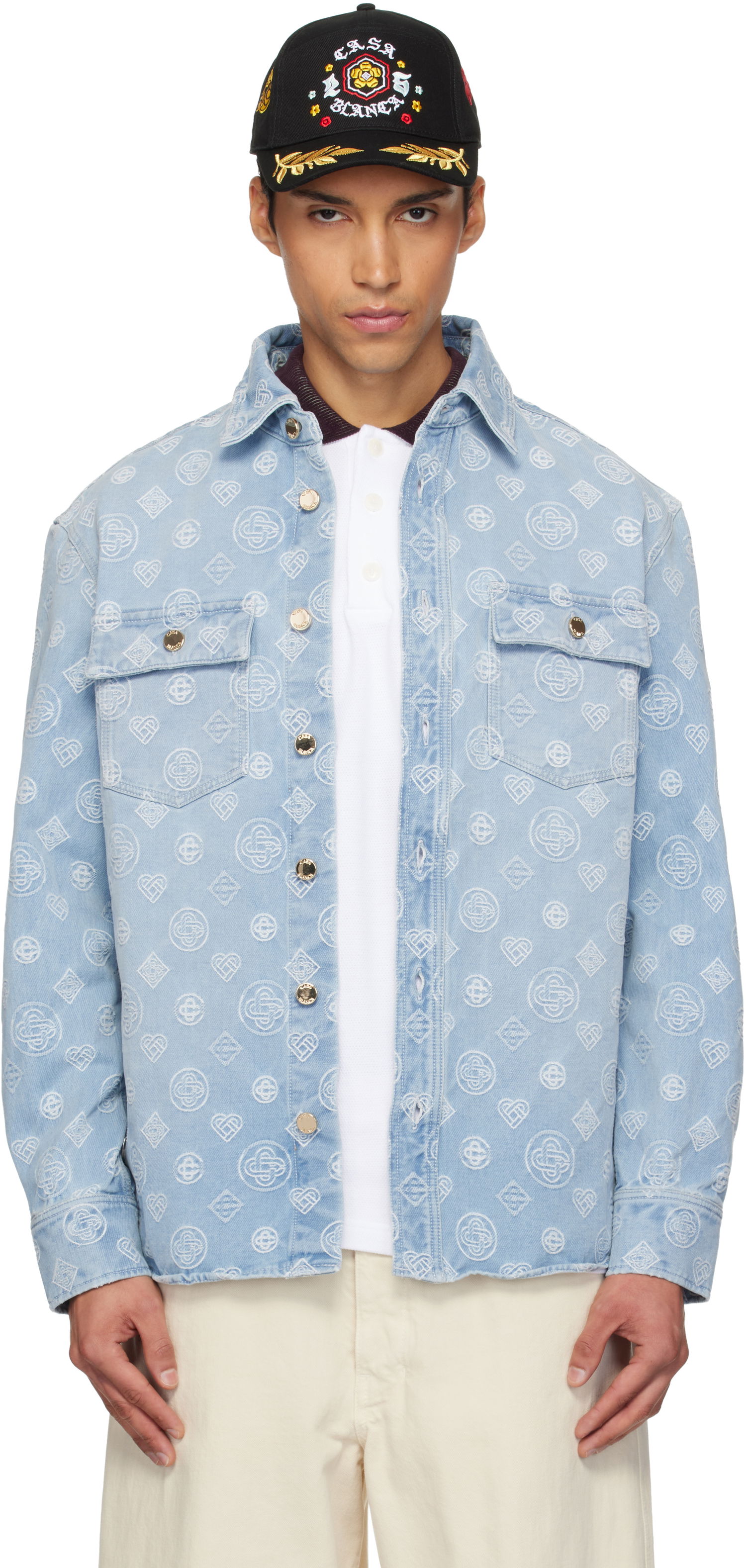 Košeľa Casablanca Casablanca Monogram Denim Shirt Modrá | M-AW25-SH-189-01, 0
