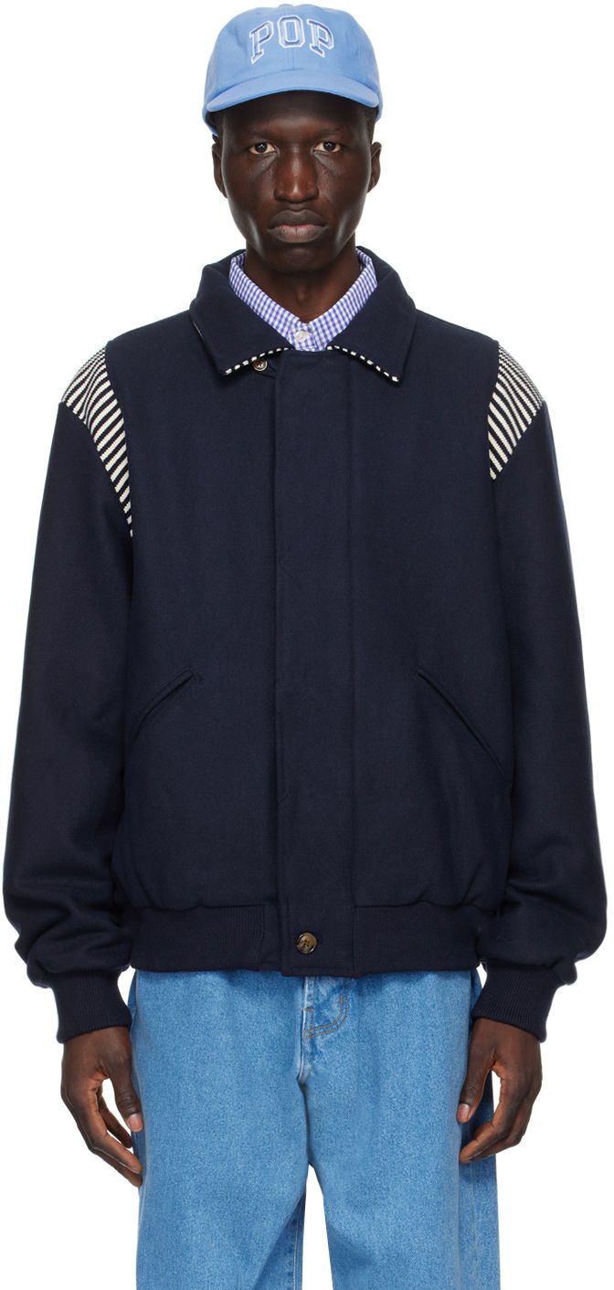 Bomber bunda Pop Trading Company Striped Bomber Jacket Navy | POPSS24_05-006, 0