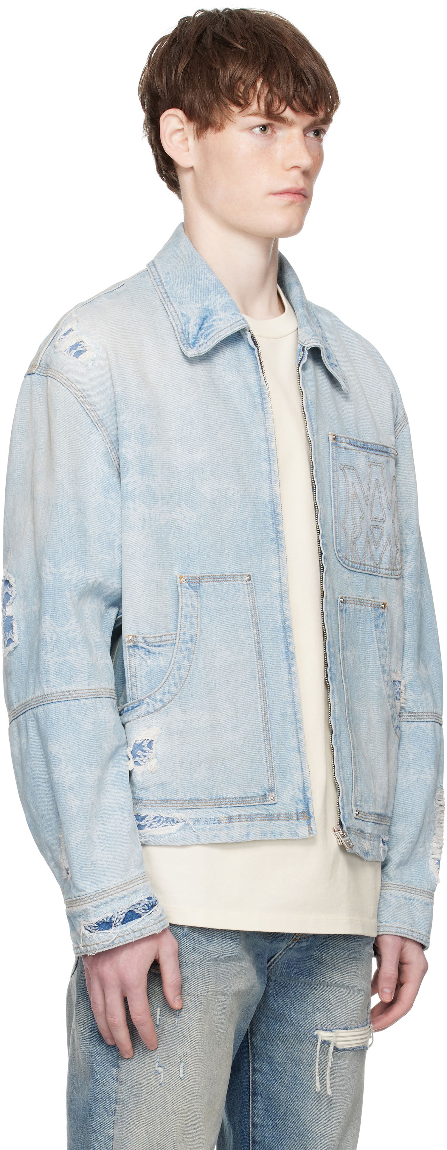 Bunda AMIRI AMIRI Repair Work Denim Jacket Modrá | AMDNWJ1014, 1