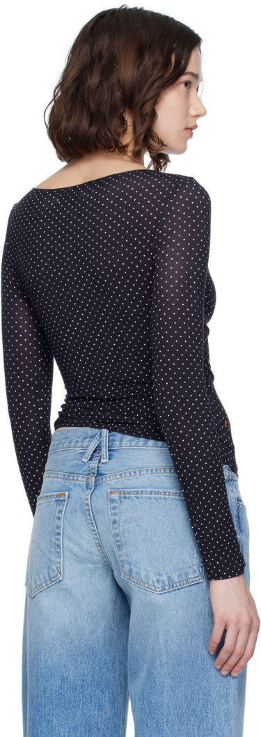 Tričko Miaou Miaou Amelia Polka Dot Long Sleeve T-Shirt Čierna | 7183TJBBWP, 2