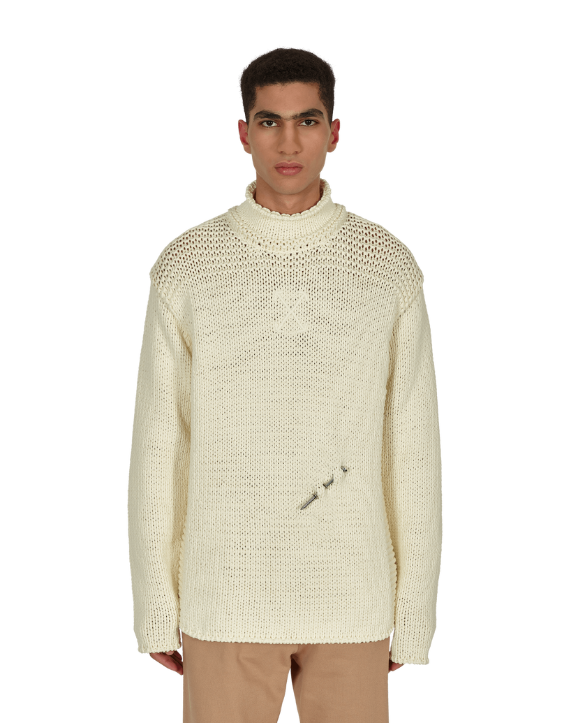 Sveter Off-White Meteornail Knit Zip Mockneck Sweater Béžová | OMHA122F21KNI001 6161