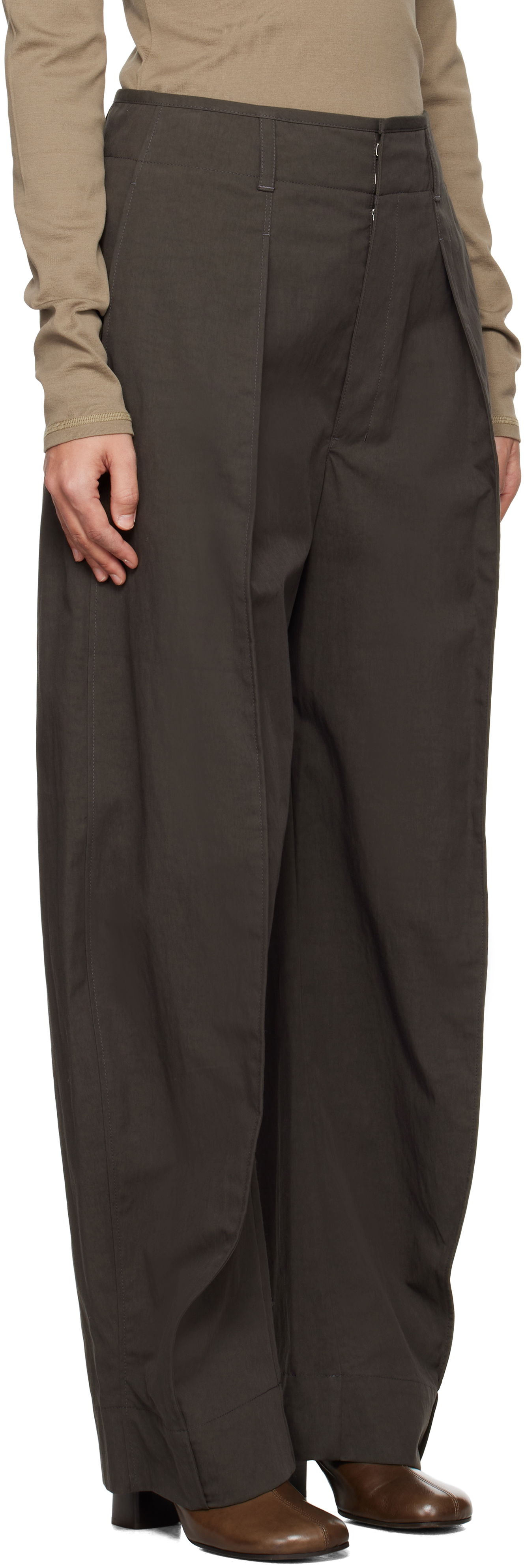 Nohavice LEMAIRE Curved Volume Trousers Zelené | PA1165 LF1228, 1