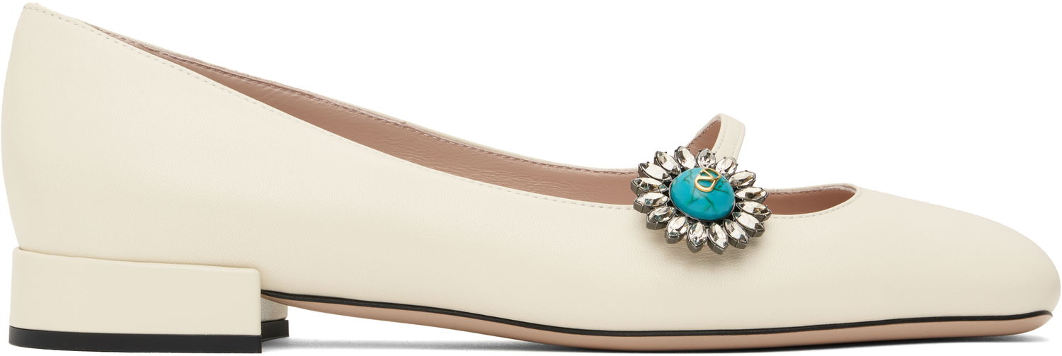 Starostlivosť o obuv Valentino Valentino Garavani Mary-Jane Ballerina Flats with Crystal Embellishment Biela | 6W2S0LL7DHS, 0