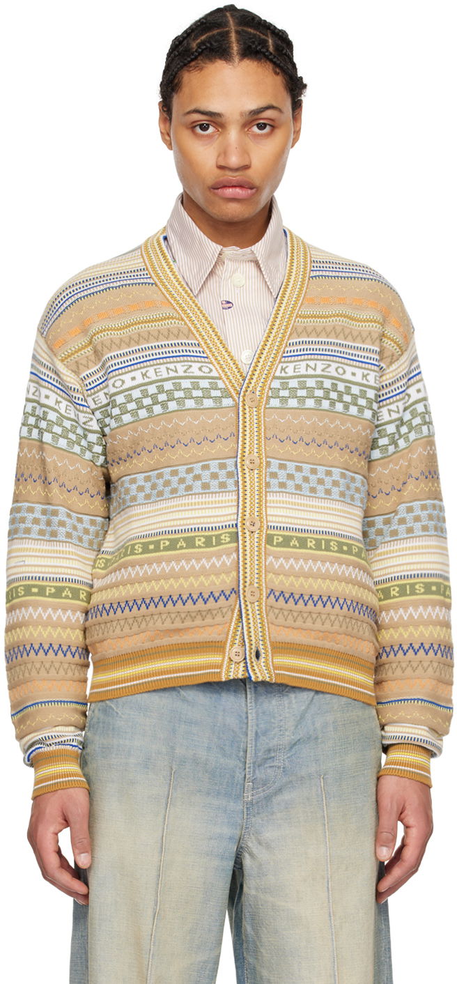 Sveter KENZO Paris Fairisle Cardigan Béžová | FE55CA4413CC, 0