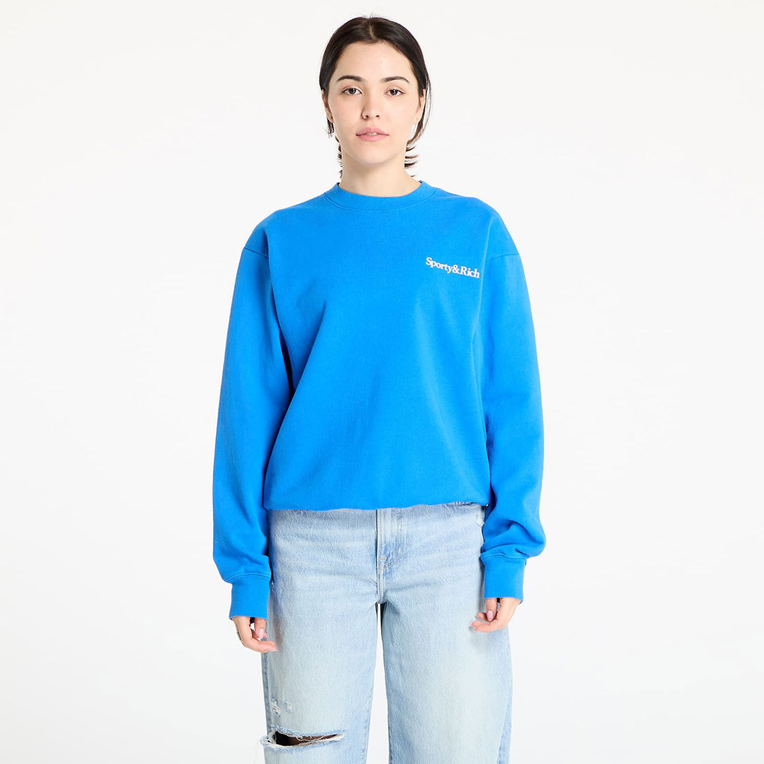 Sveter Sporty & Rich Sporty & Rich Health is Wealth Crewneck Sweatshirt Modrá | ST071622300BL67, 0
