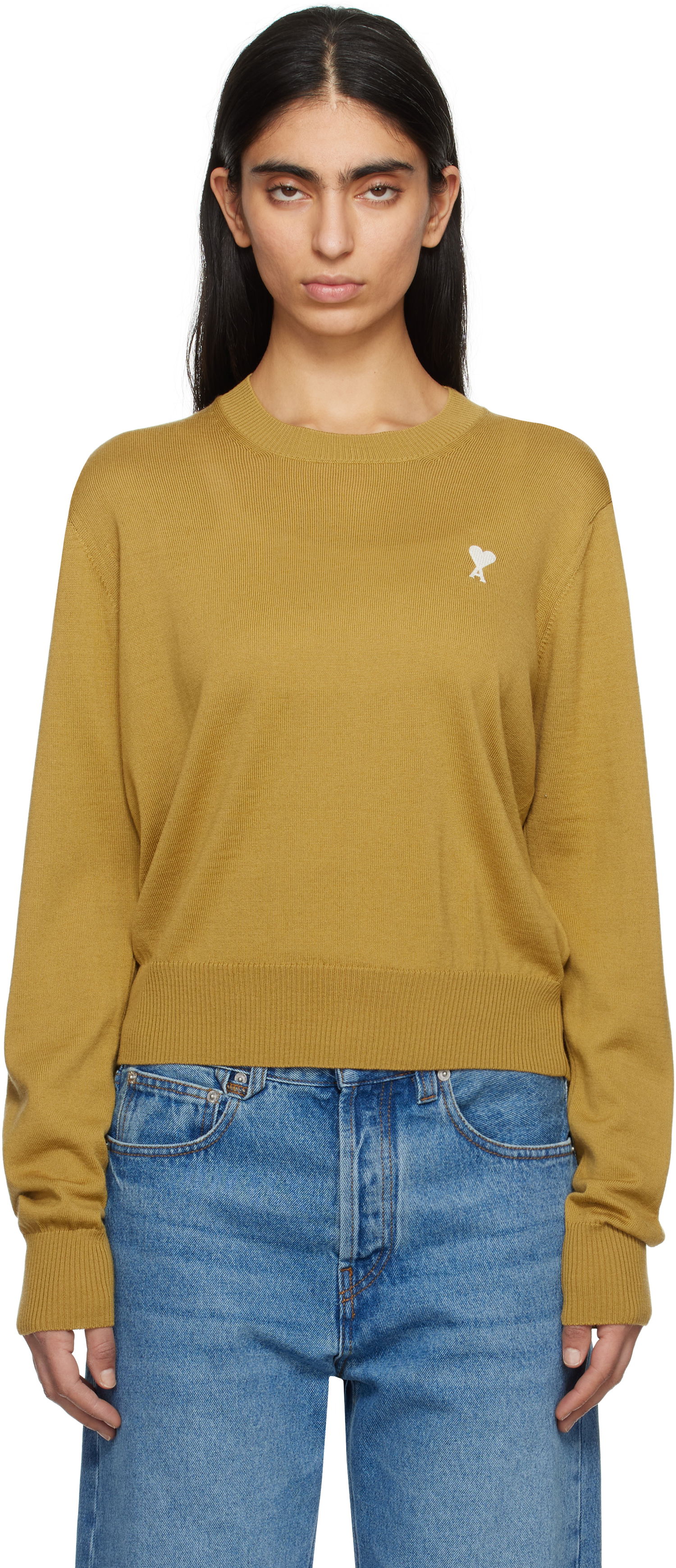 Sveter AMI AMI Paris Ami de Coeur Crew Neck Wool Sweater Žltá | FKS121.KN0025, 0