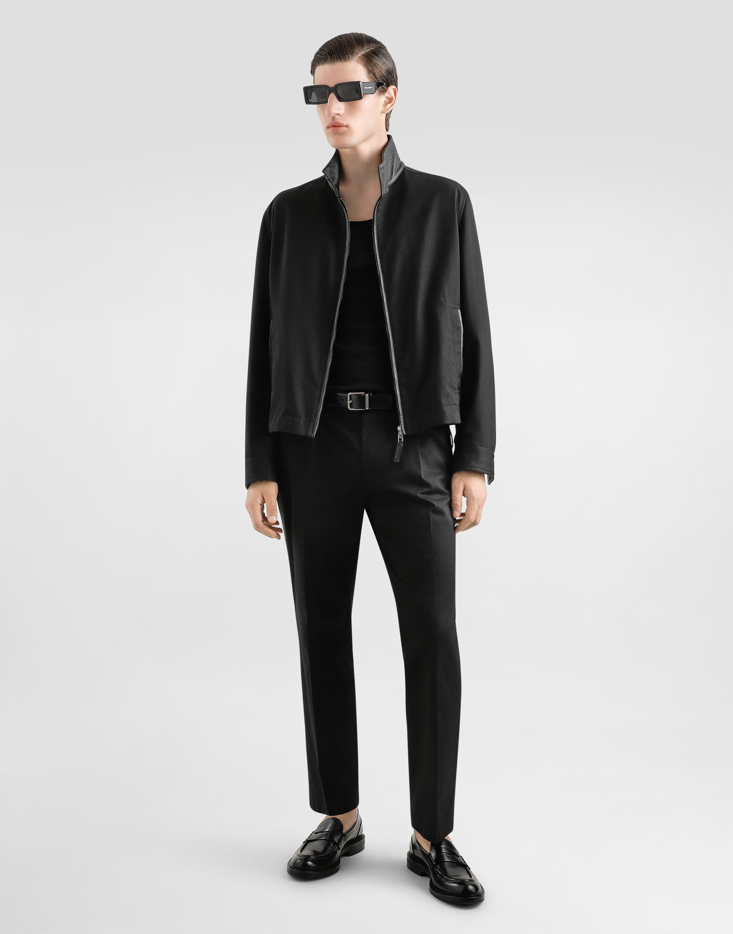 Bunda Dolce & Gabbana Dolce & Gabbana High Neck Leather and Technical Fabric Jacket Čierna | G9BLWTHUMTUN0000, 1