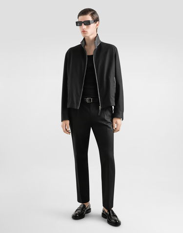 Bunda Dolce & Gabbana Dolce & Gabbana High Neck Leather and Technical Fabric Jacket Čierna | G9BLWTHUMTUN0000, 1
