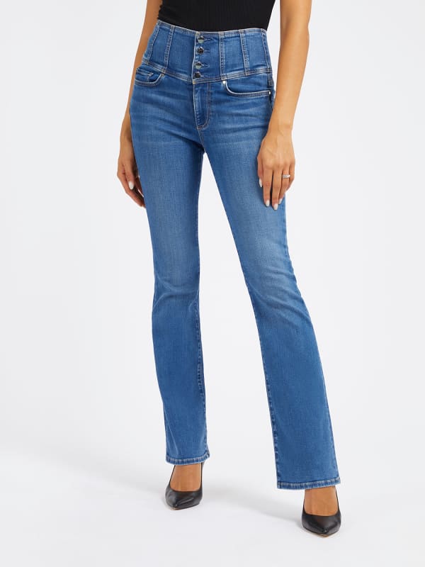 Džínsy GUESS High Rise Flare Denim Pant Modrá | W4RA0AD59F2, 0