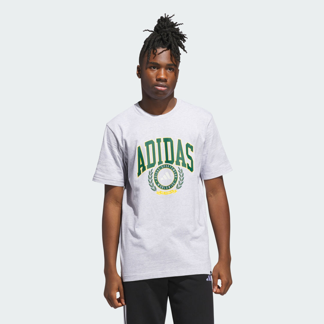 Tričko adidas Performance Collegiate Graphic T-Shirt Šedá | JV8442, 0