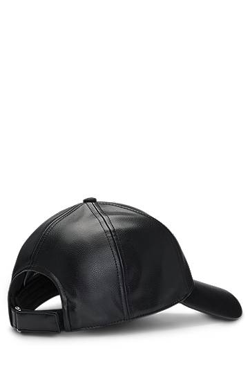Šiltovka BOSS Faux-Leather Cap with Monogram Čierna | 50533381, 1