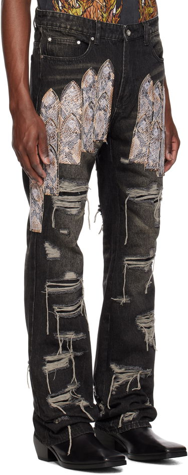 Džínsy Who Decides War Who Decides War Patch Arch Distressed Denim Jeans Čierna | 1120960017SS25, 1