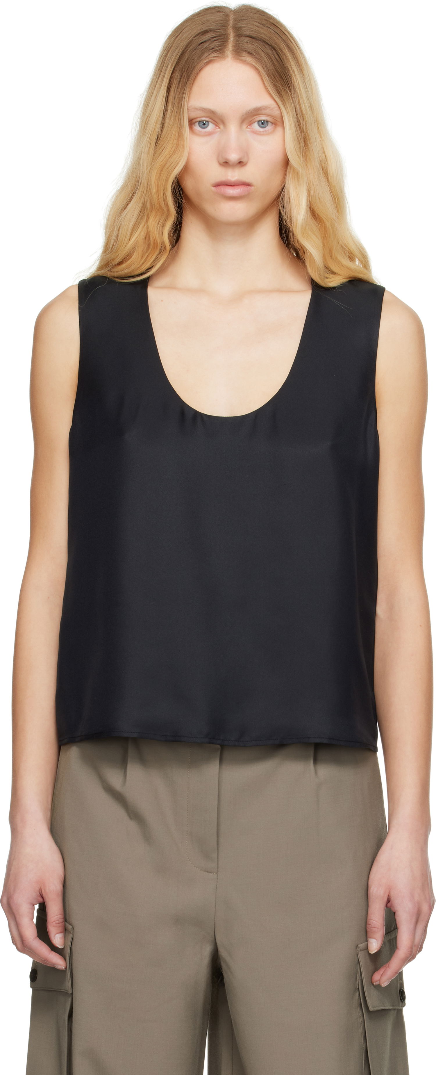 Tielko Róhe Róhe Scoop-Neck Silk Tank Top Čierna | 415-20-147, 0