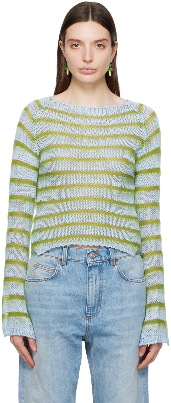 Sveter Marni Striped Sweater Zelené | GCMD0512Q0 UFCB21