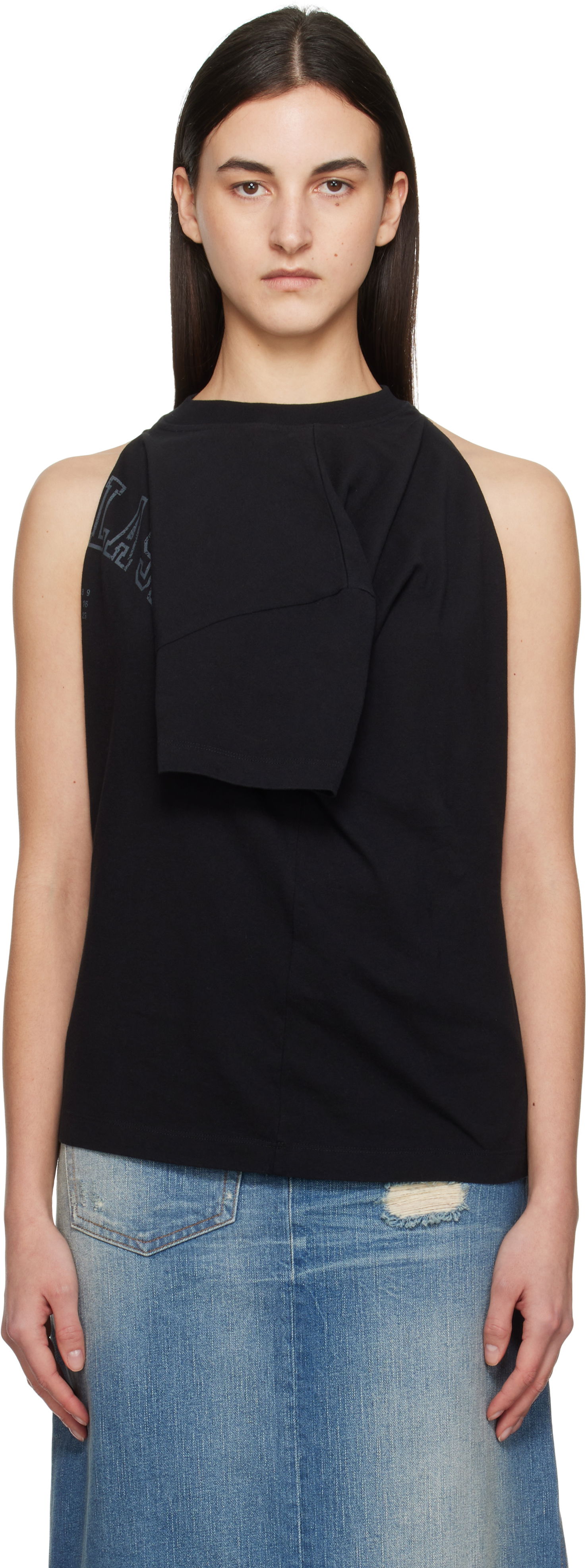 Tielko Maison Margiela MM6 Maison Margiela Dual Wear Varsity Print Tank Top Čierna | S52NF0012 M20050, 0