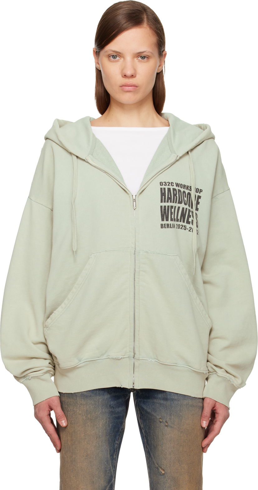 Mikina 032C Hardcore Wellness Zip-Up Jacket Zelené | F25-URC-0841-250-W