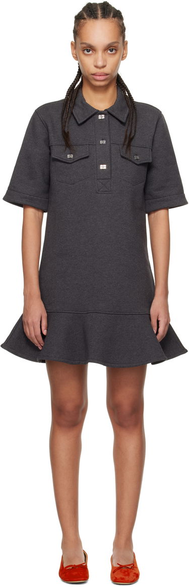 Šaty GANNI Ganni Heavy Fleece Mini Dress Šedá | T4108, 0
