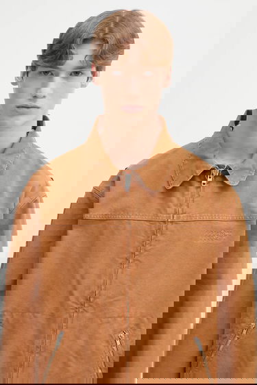 Bunda Maison Margiela MM6 Maison Margiela Collared Full-zip Utility Jacket Hnedá | SH0AM0048, 3