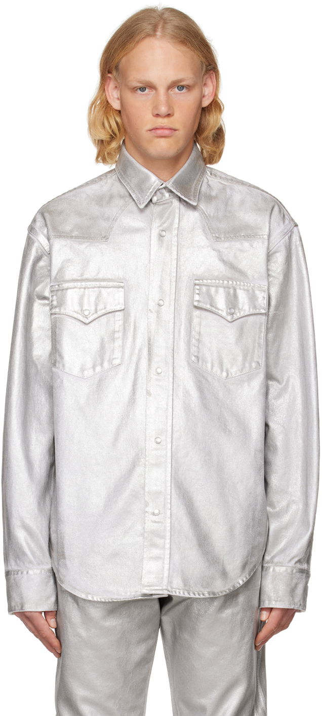 Košeľa VETEMENTS VTMNTS Metallic Denim Shirt Metalická | VL14SH600M, 0