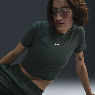Crop Top Nike T-Shirt Slim Fit Zelené | FB2873-338, 0