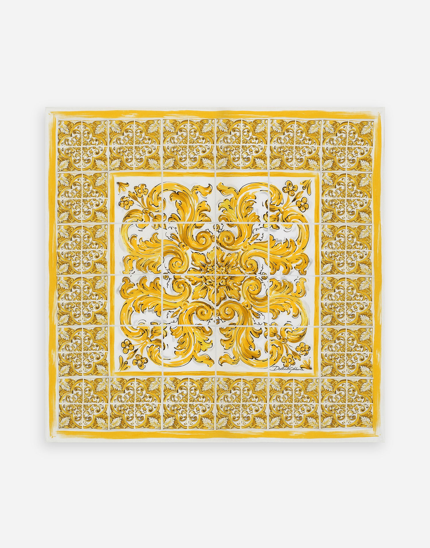 Šál Dolce & Gabbana Cotton Foulard With Majolica Print Žltá | FN092RGDCI5H45DQ, 0