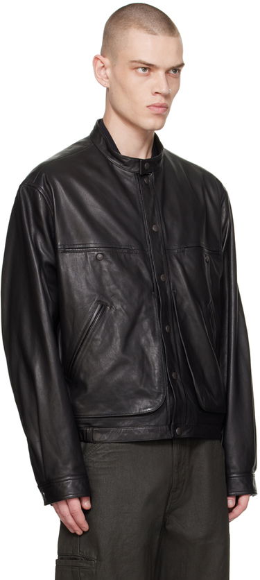 Bomber bunda LEMAIRE Lemaire Stand Collar Leather Jacket Čierna | OW1057 LL0068, 1