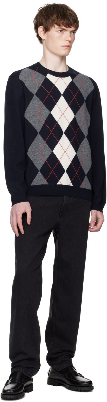 Sveter A.P.C. A.P.C. Evan Argyle Sweater Navy | WVBDR-H23419, 3