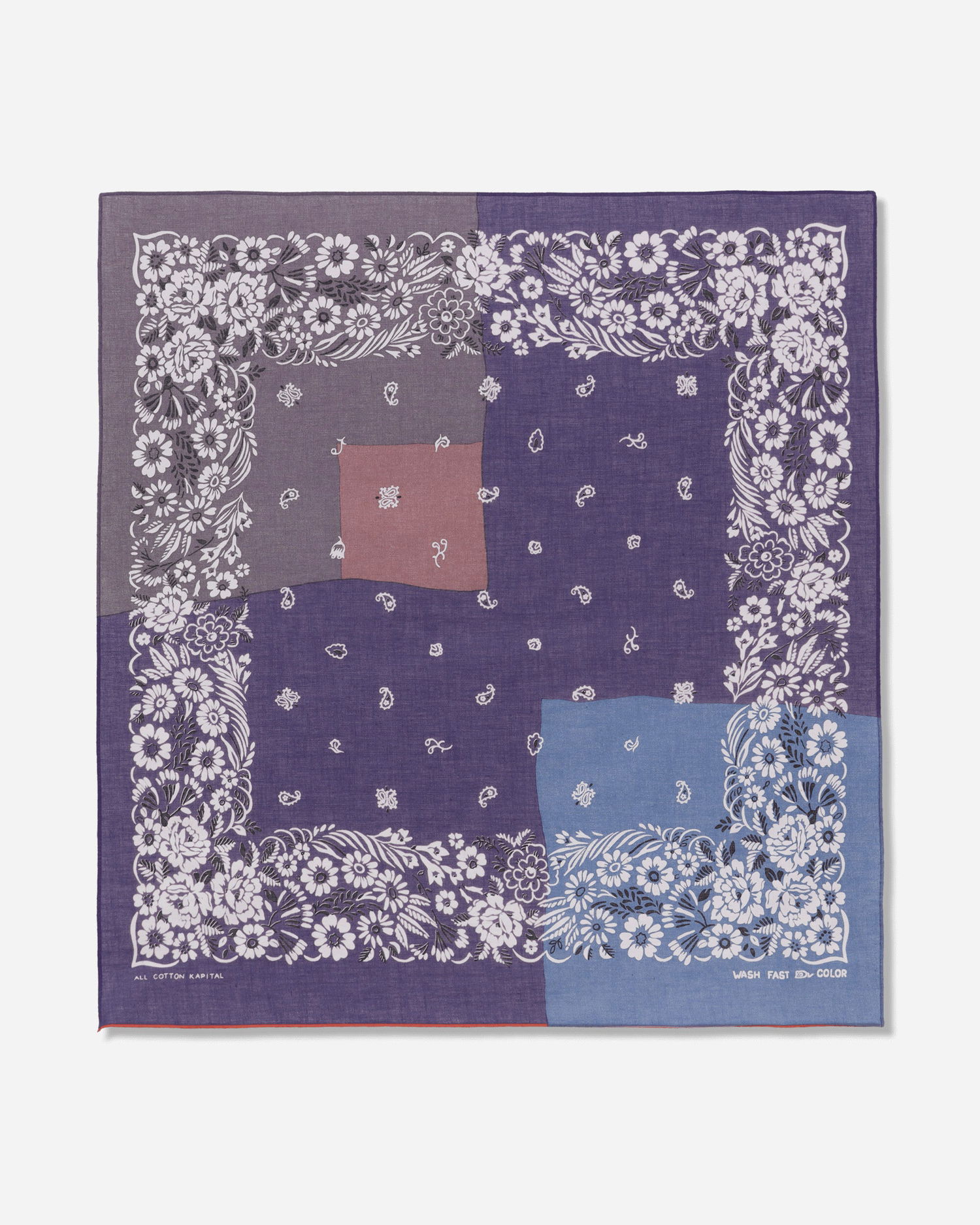 Šál KAPITAL Selvedge Bandana with Garden Patchwork Print Fialová | EK-1633BA PURPLE, 0
