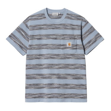 Tričko Carhartt WIP Short Sleeve Pocket T-Shirt in Misty Sky Stripe Modrá | I033679_5, 3
