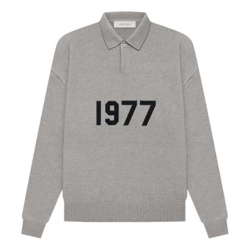 Sveter Fear of God Fear of God Essentials 1977 Knit Long Sleeve Polo Šedá | FOG-SS22-058
