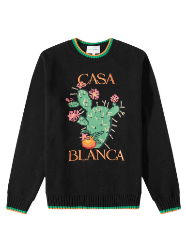 Sveter Casablanca Cactus Intarsia Crew Knit Čierna | MS23-KW-378-01