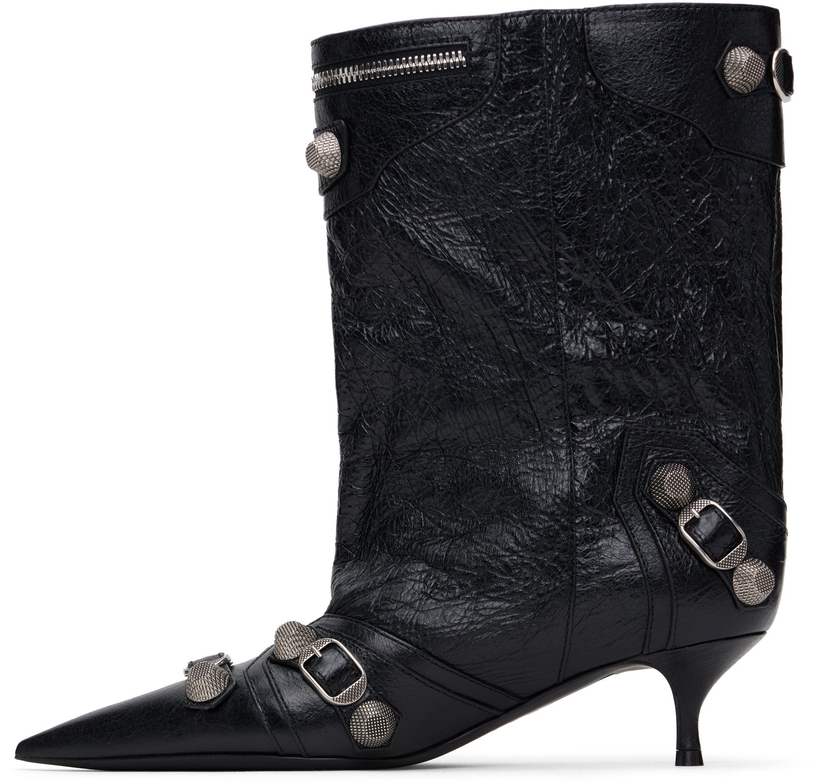 Leather Ankle Boots with Metal Studs