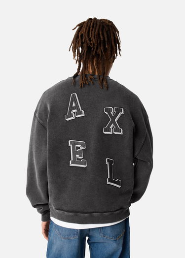 Mikina AXEL ARIGATO Typo Light Washed Crewneck Sweatshirt Čierna | A3017001, 7