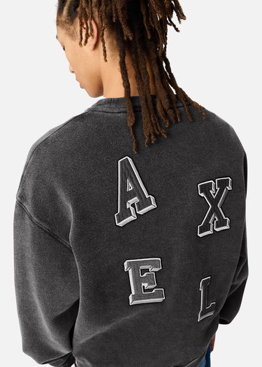 Mikina AXEL ARIGATO Typo Light Washed Crewneck Sweatshirt Čierna | A3017001, 5