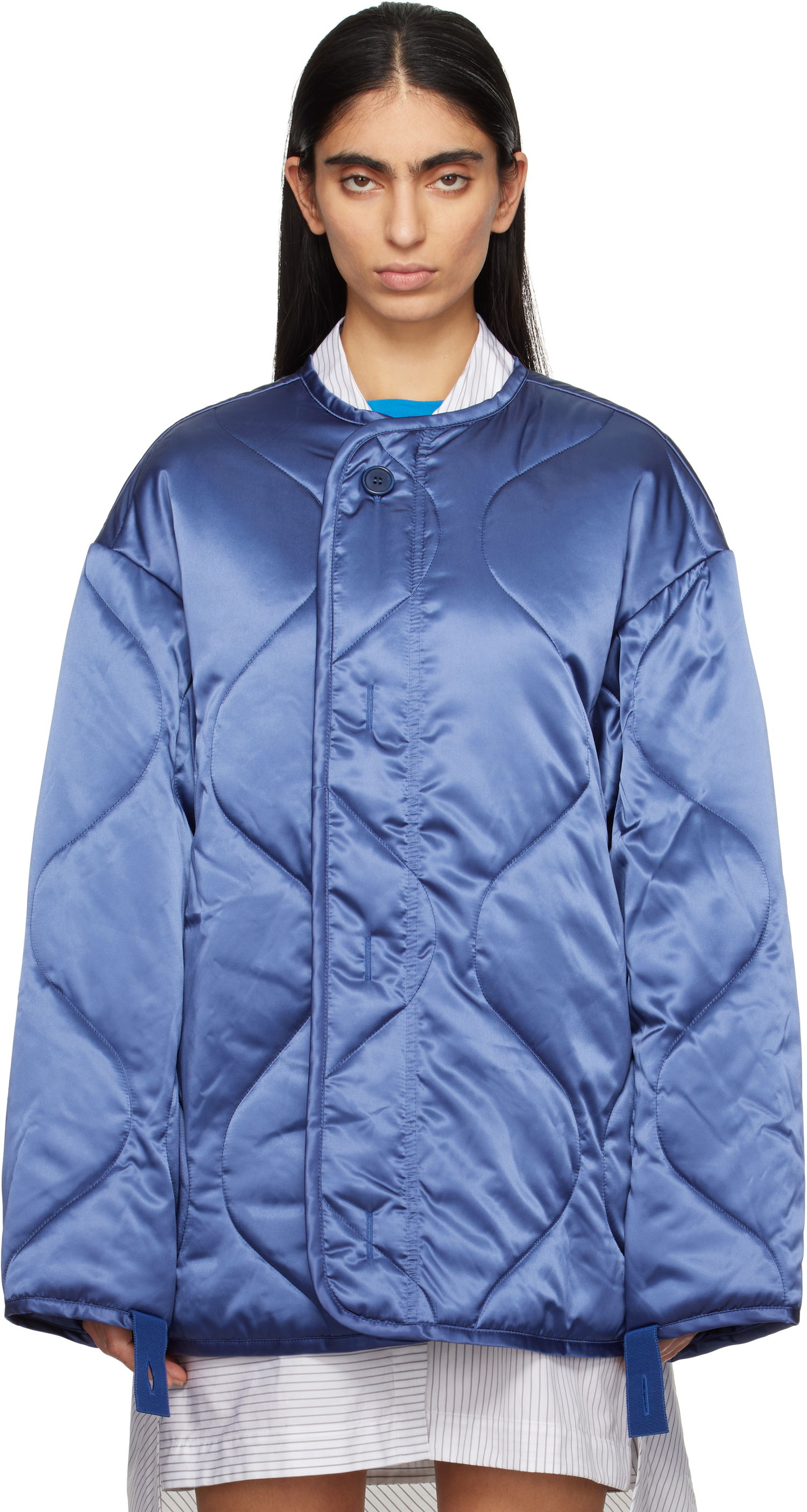 Prešívaná bunda JW Anderson JW Anderson Oversized Quilted Jacket Modrá | JK0374-PG1680, 0