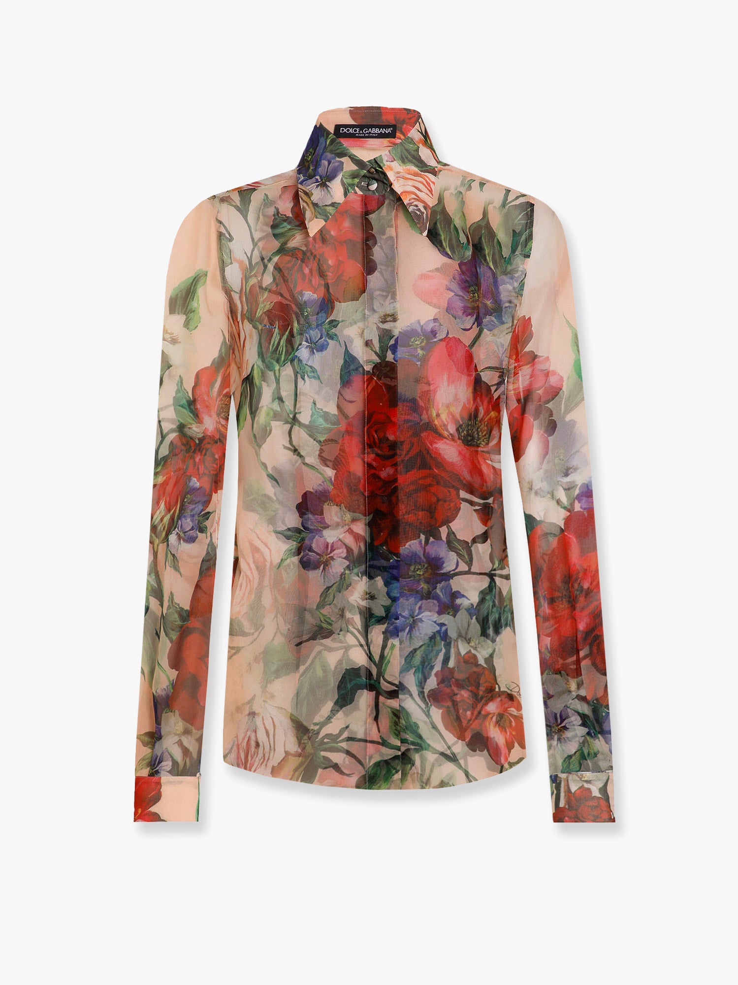 Košeľa Dolce & Gabbana Dolce & Gabbana Floral Print Sheer Long Sleeve Shirt Béžová | F5R64TIS1Y7H25PR, 0