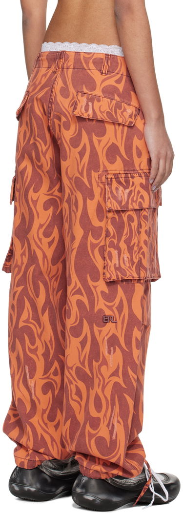 Cargo nohavice ERL Flame Print Cargo Pants Oranžová | ERL08P006, 2