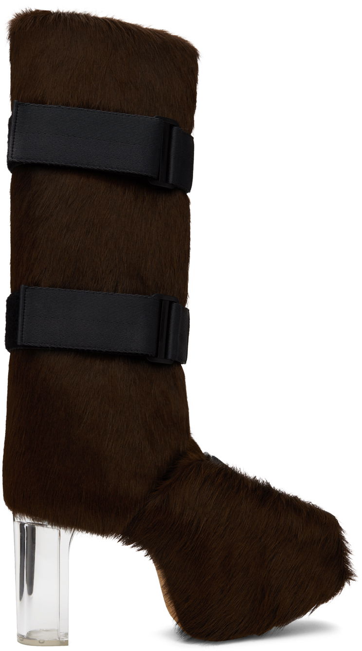 Rick Owens Brown Splint Platform Boots