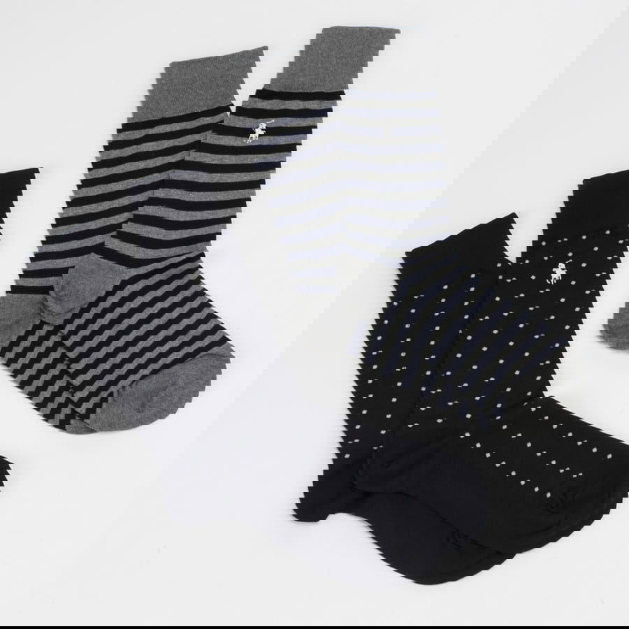 Ponožky Polo by Ralph Lauren Dot Stripe Crew Socks 2Pack Rôznofarebný | 449655259002, 0