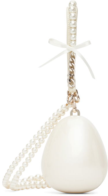 Kabelka Simone Rocha Simone Rocha Pearl & Chain Strap Pearl Egg Bag Biela | BAG110ECBOW 0773, 0