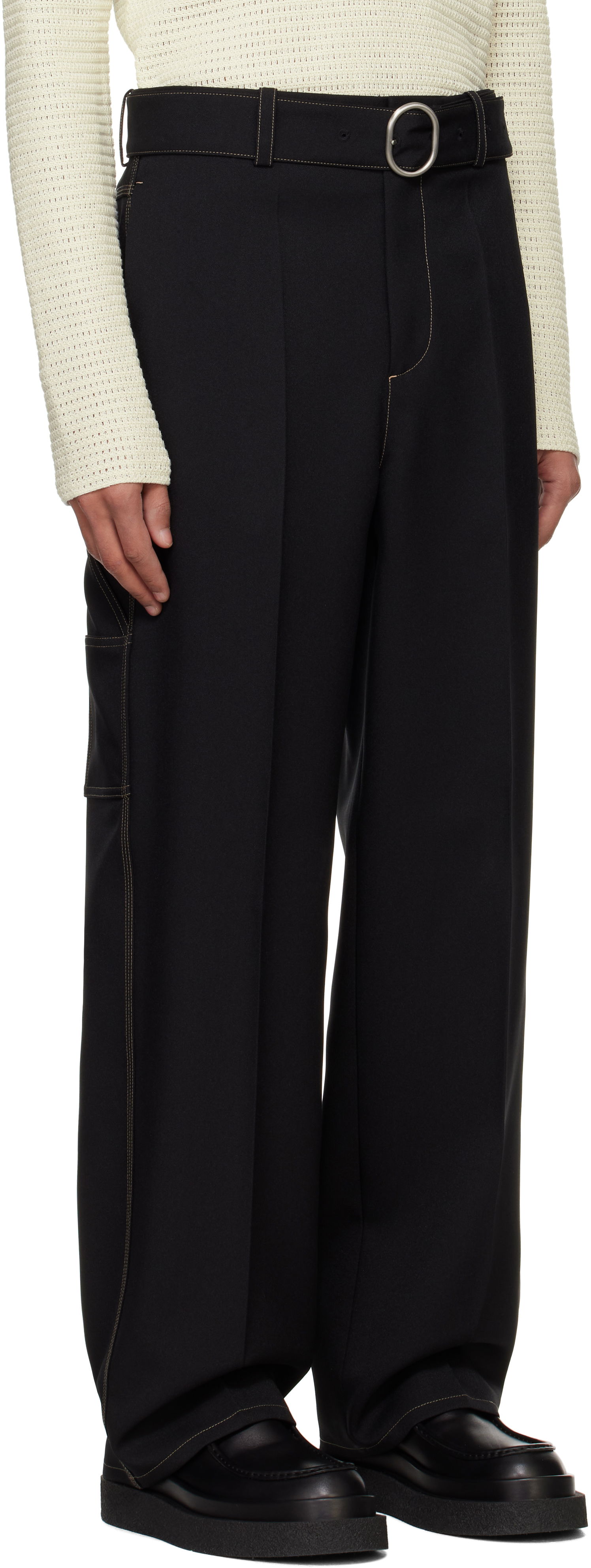 Nohavice Jil Sander Jil Sander Belted Trousers Čierna | J22KA0255_J70001, 1