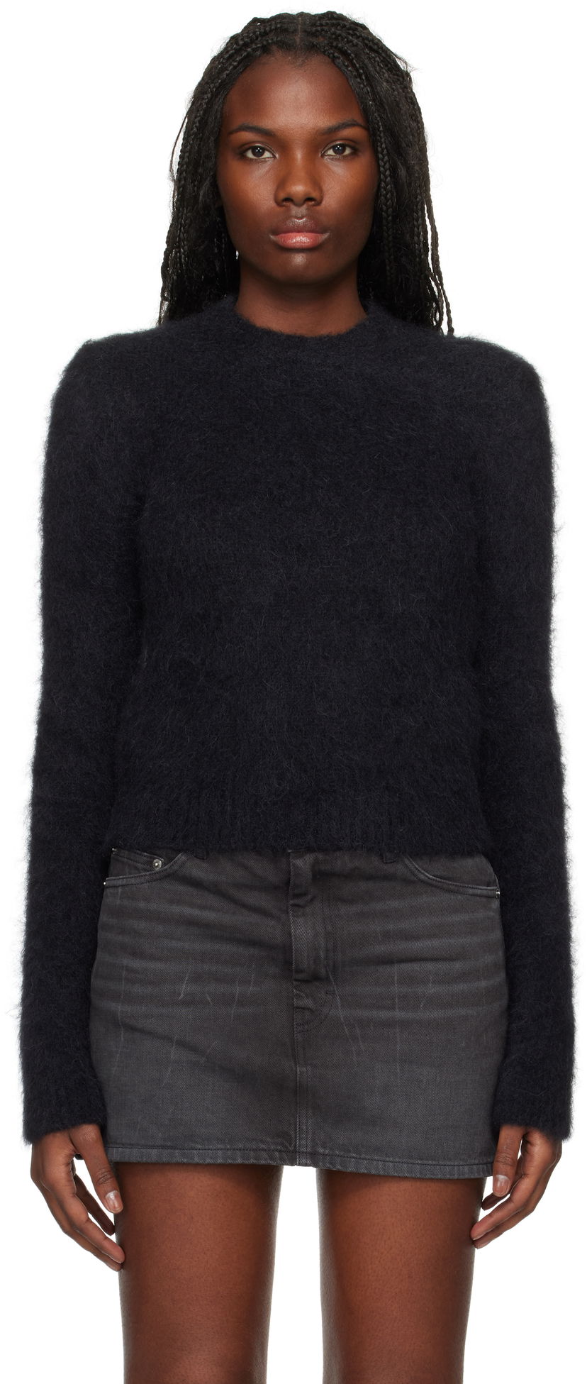 Sveter AMI Brushed Mohair Sweater Čierna | FKS047.KN0056