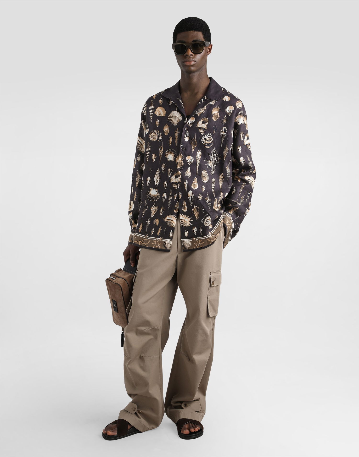 Košeľa Dolce & Gabbana Dolce & Gabbana Oversized Linen Canvas Shell-Print Shirt Čierna | G5NK0TFP4NSHM5PI, 1