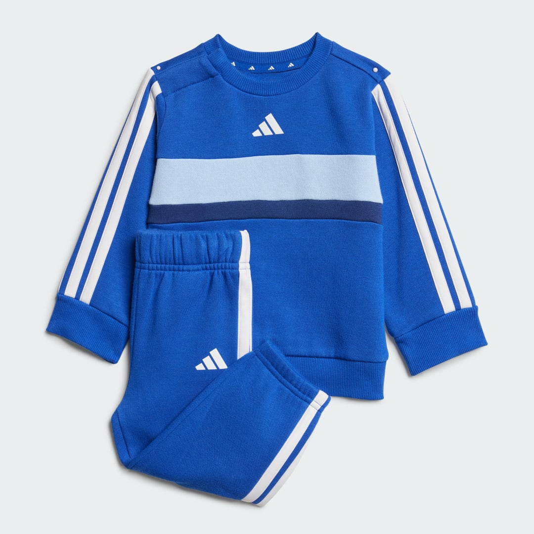 Súprava adidas Performance Seasonal Essentials Tiberio 3-Stripes Fleece Crew Set Modrá | JC7516, 0