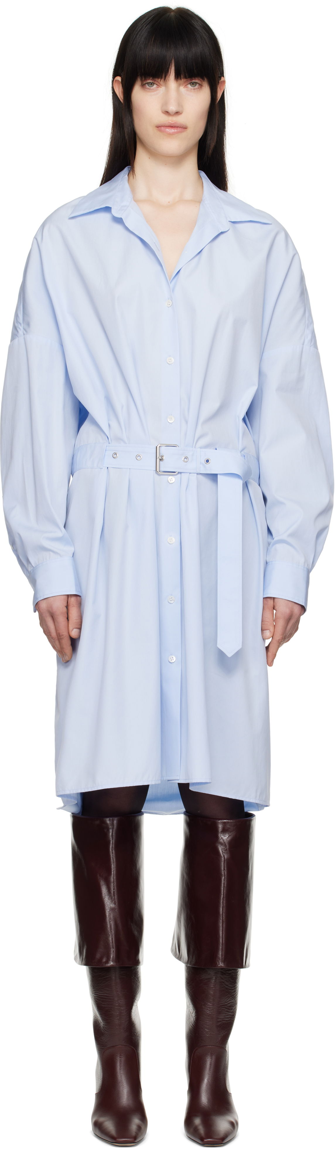 Šaty Dries Van Noten Dries Van Noten Belted Shirt Midi Dress Modrá | 251-011002-1466, 0