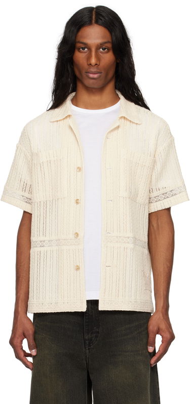Košeľa Andersson Bell Andersson Bell Jacquard Stripe Short Sleeve Shirt Béžová | atb1279m, 0
