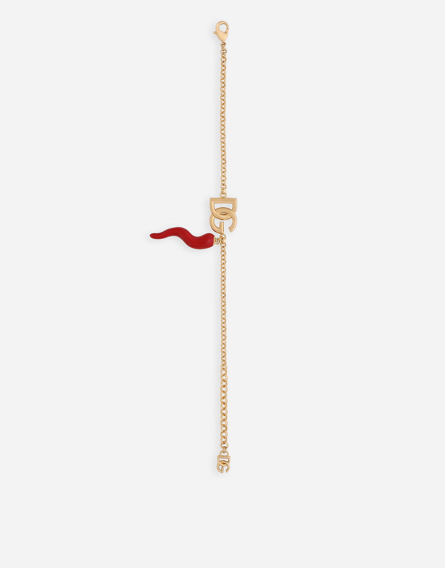 Náramok Dolce & Gabbana Gold Chain Bracelet With Logo And Horn Pendant Červená | WBQ6C1W1111ZOO00, 1