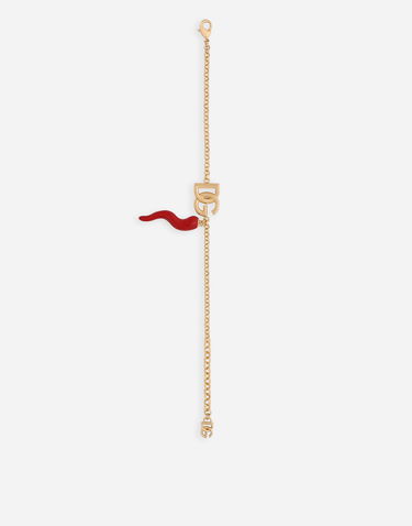 Náramok Dolce & Gabbana Gold Chain Bracelet With Logo And Horn Pendant Červená | WBQ6C1W1111ZOO00, 1